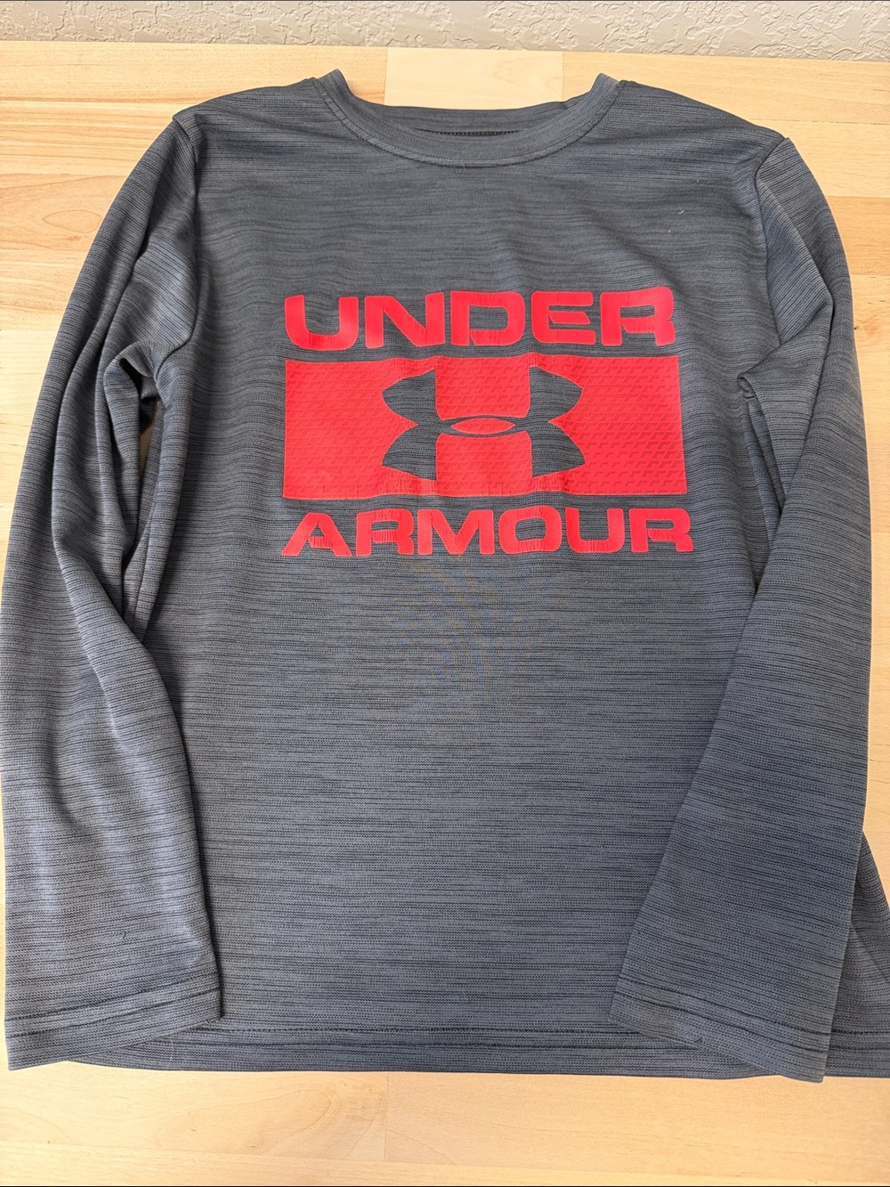 Under Armour Gray Long-Sleeve Tee with Red Logo